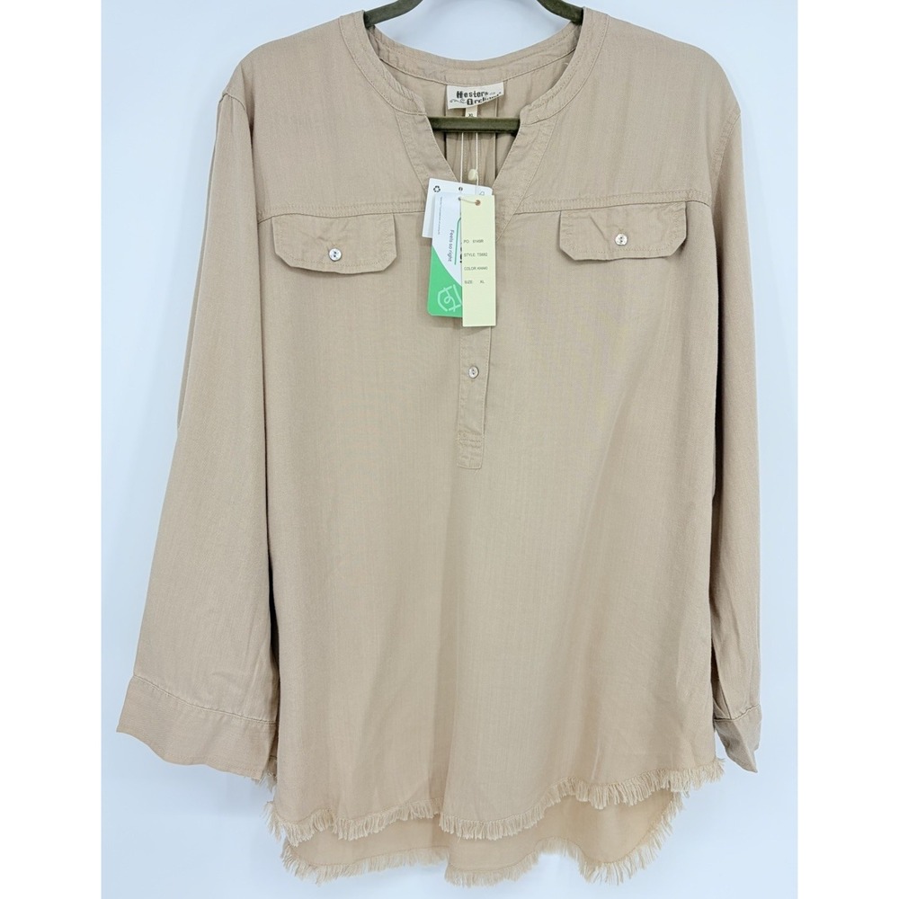 NWT Hester and Orchard Tunic Size XL Popover Blouse Roll Tab Sleeves